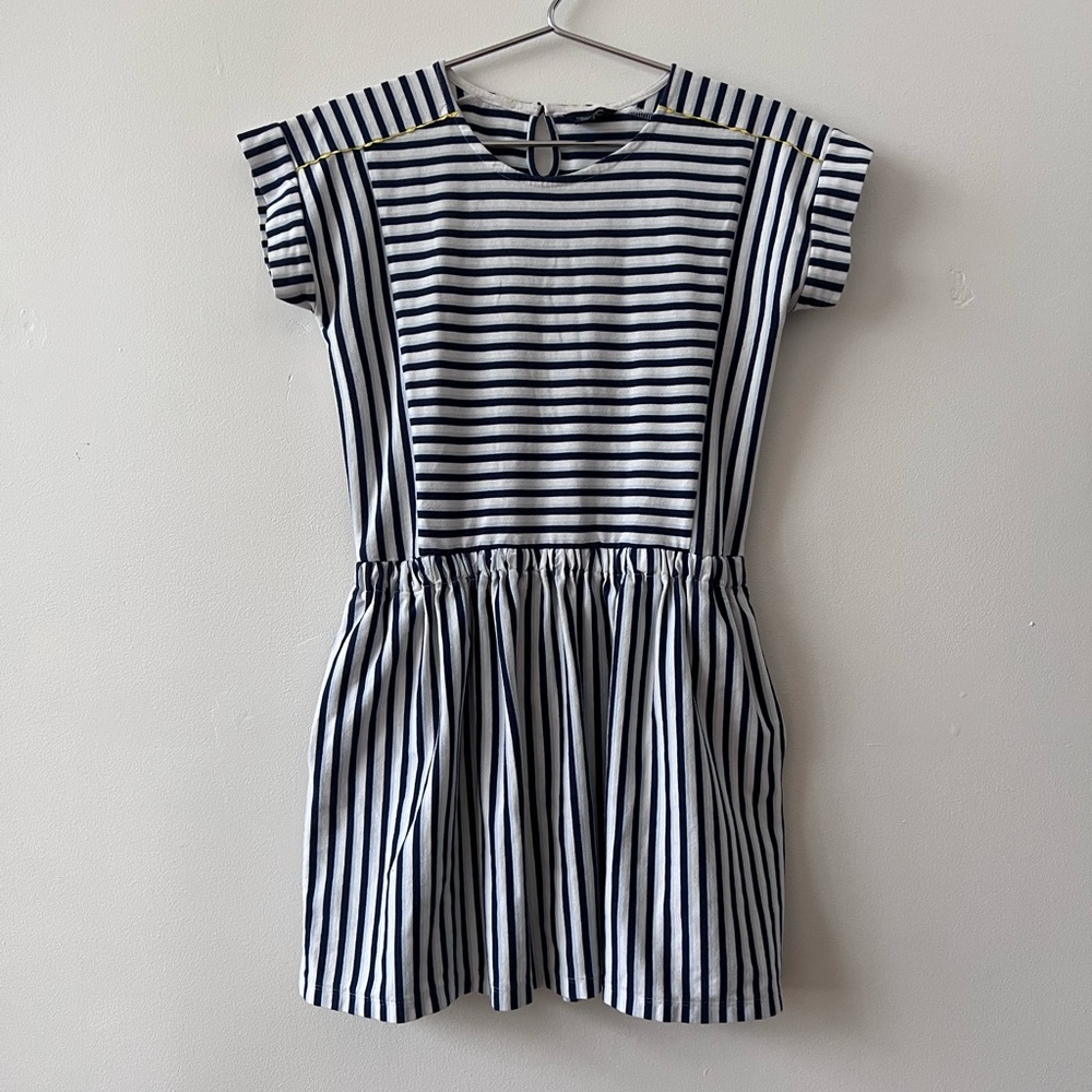 Tommy Hilfiger Flag Blue Stripe Ruffle-Skirt A-Line Dress
